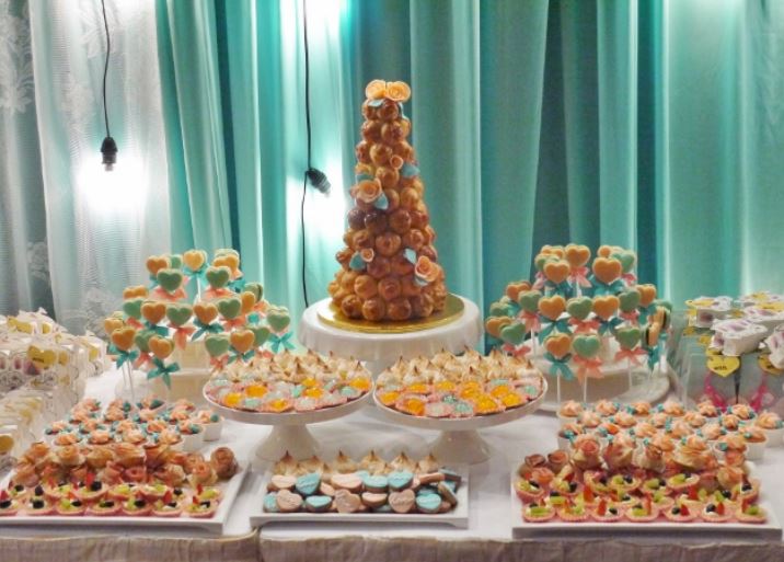 Peach and Turquoise Dessert Table